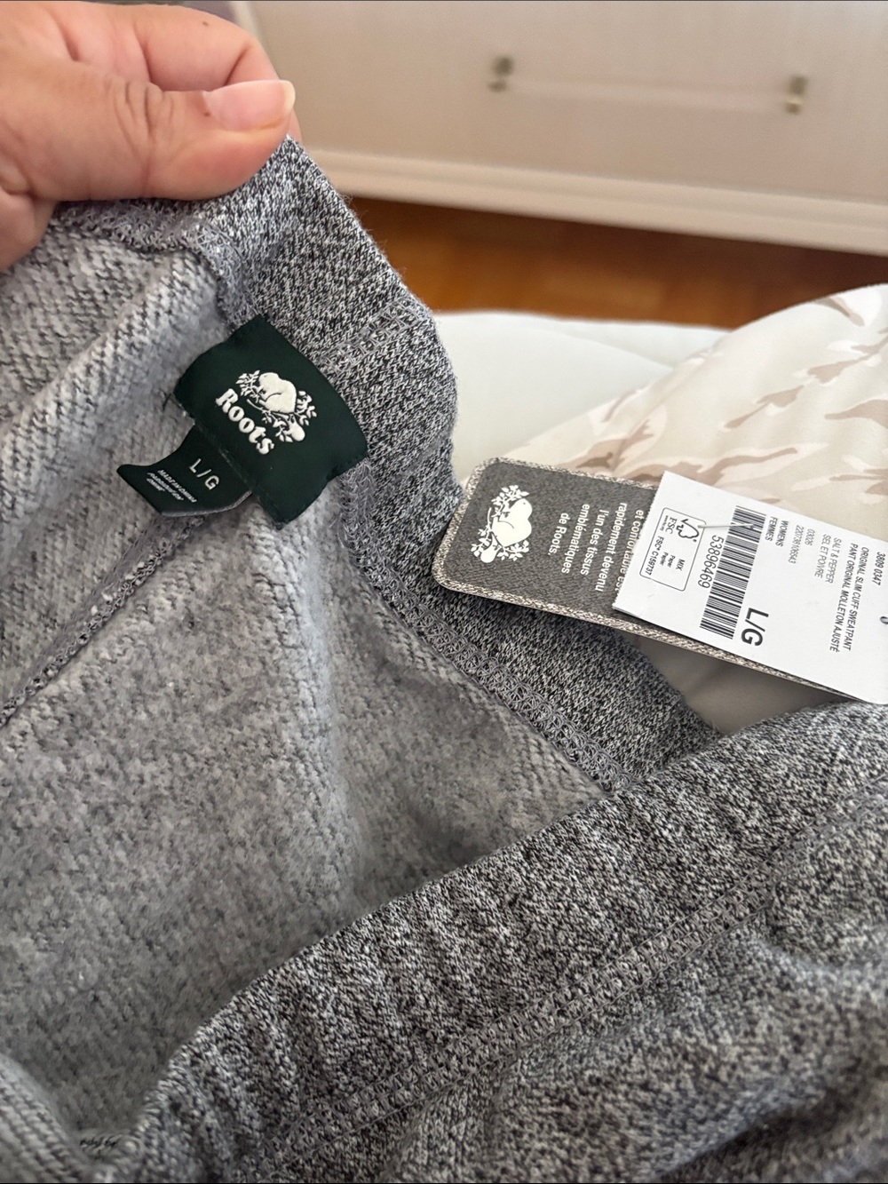Roots Gray Jogger Sweatpants with White Logo - Picture 2 of 3